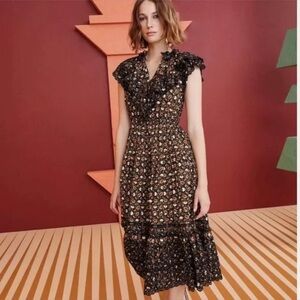 ULLA JOHNSON Yvette Floral Cotton Midi Dress